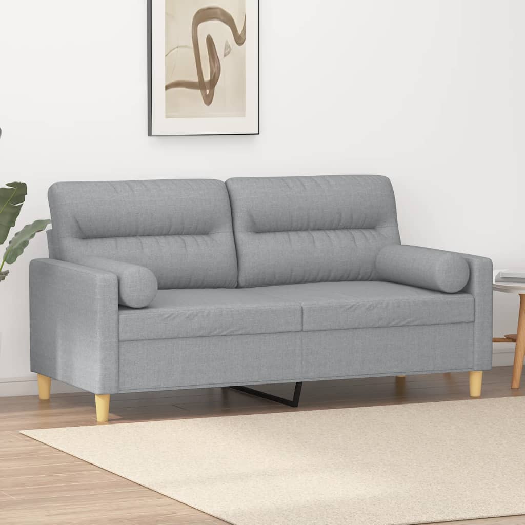 vidaXL 2-miestna pohovka s vankúšmi svetlosivá 140 cm látka