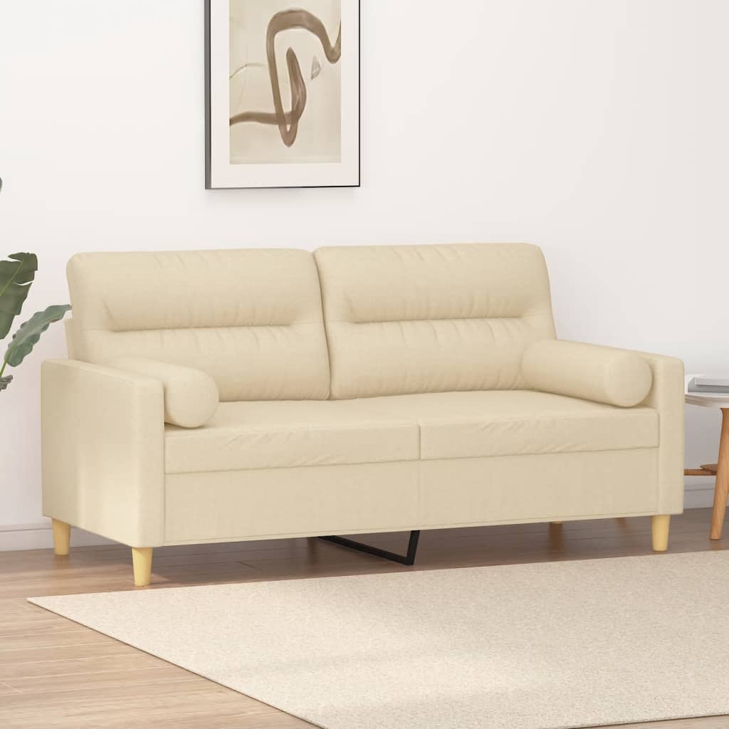 vidaXL 2-miestna pohovka s vankúšmi krémová 140 cm látka