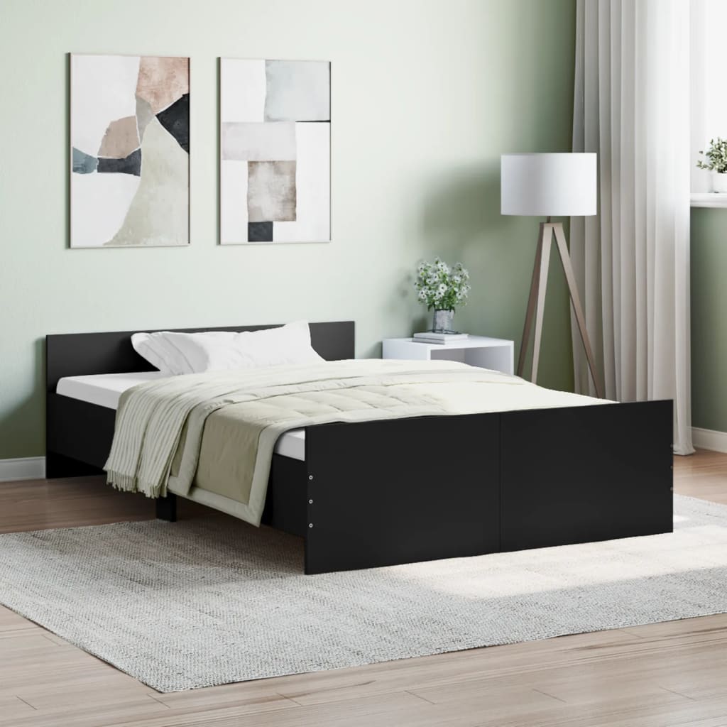 vidaXL Posteľný rám s predným a zadným čelom, čierny 120x190 cm
