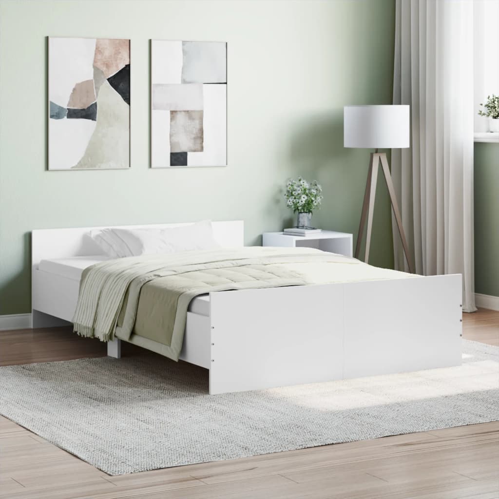 vidaXL Posteľný rám s predným a zadným čelom, biely 120x190 cm