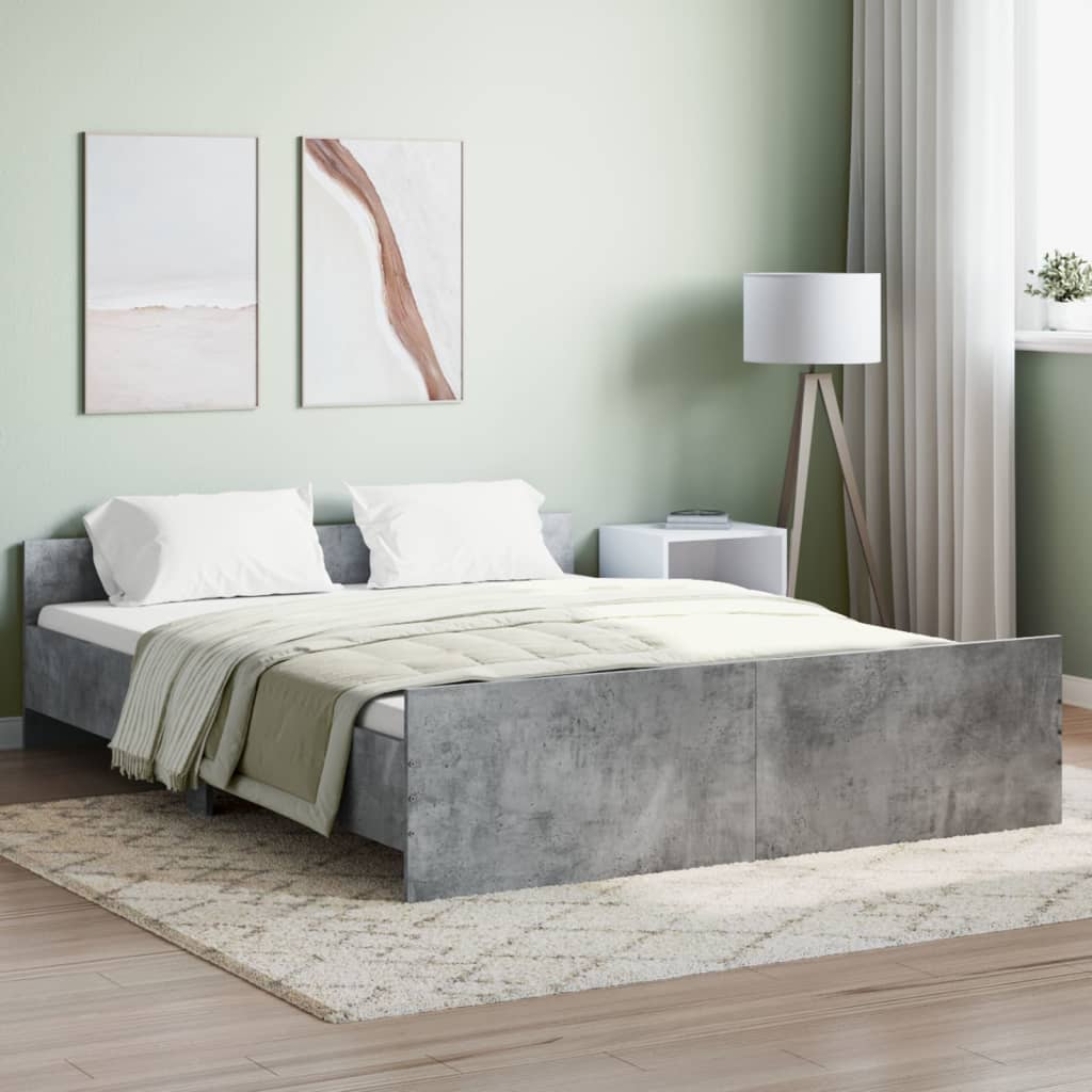 vidaXL Posteľný rám s čelom a opierkou nôh betónovo sivý 160x200 cm