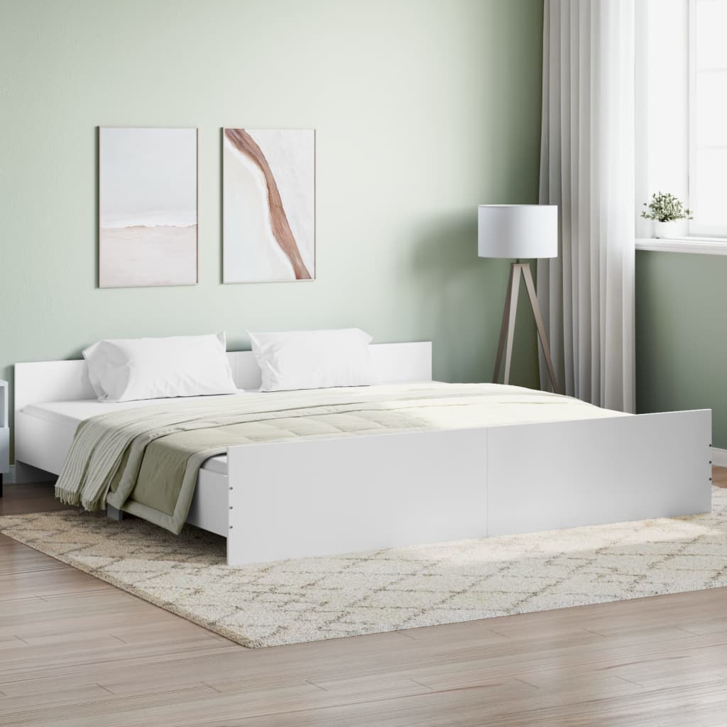 vidaXL Posteľný rám s čelom a opierkou nôh biely 180x200 cm