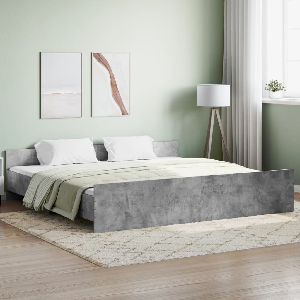 vidaXL Posteľný rám s čelom a opierkou nôh betónovo sivý 180x200 cm