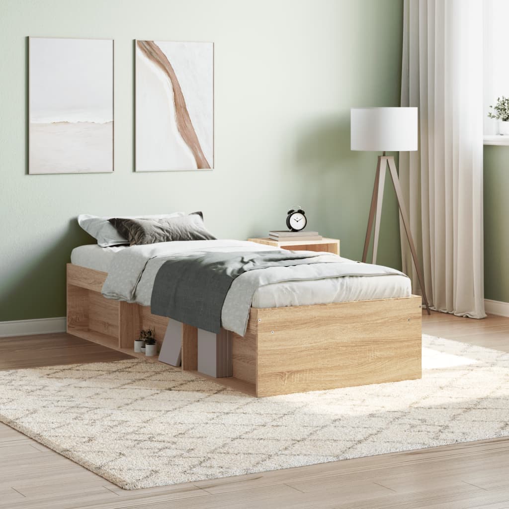 vidaXL Posteľný rám dub sonoma 75x190 cm malé jednolôžko