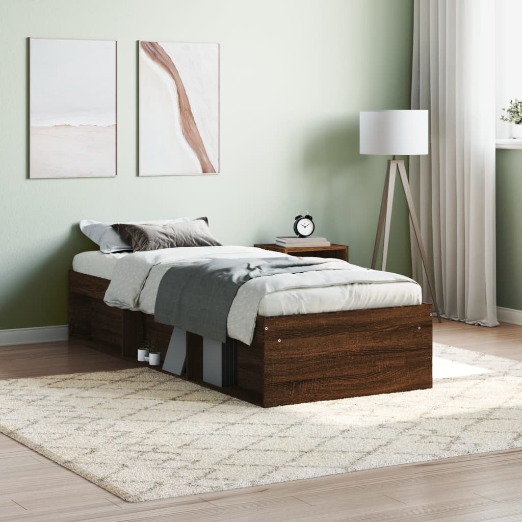vidaXL Posteľný rám hnedý dub 75x190 cm malé jednolôžko