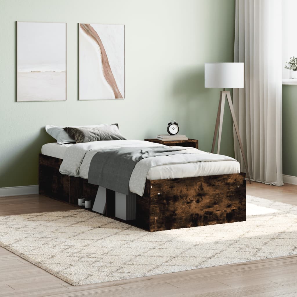 vidaXL Posteľný rám dymový dub 75x190 cm malé jednolôžko