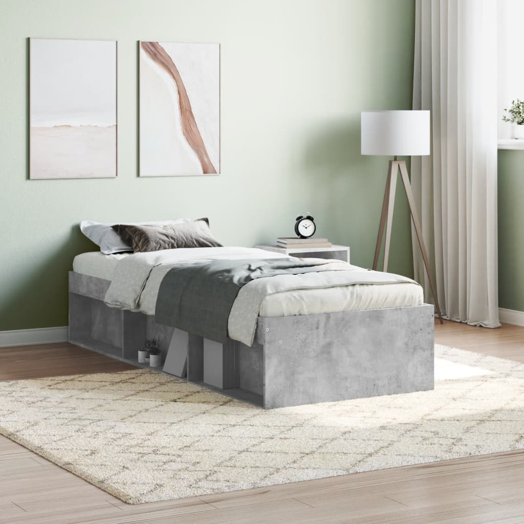 vidaXL Posteľný rám betónovo sivý 75x190 cm malé jednolôžko