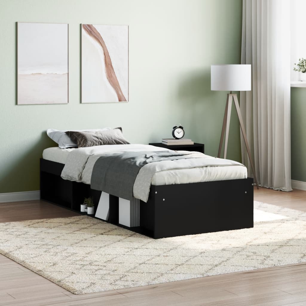vidaXL Posteľný rám čierny 75x190 cm malé jednolôžko