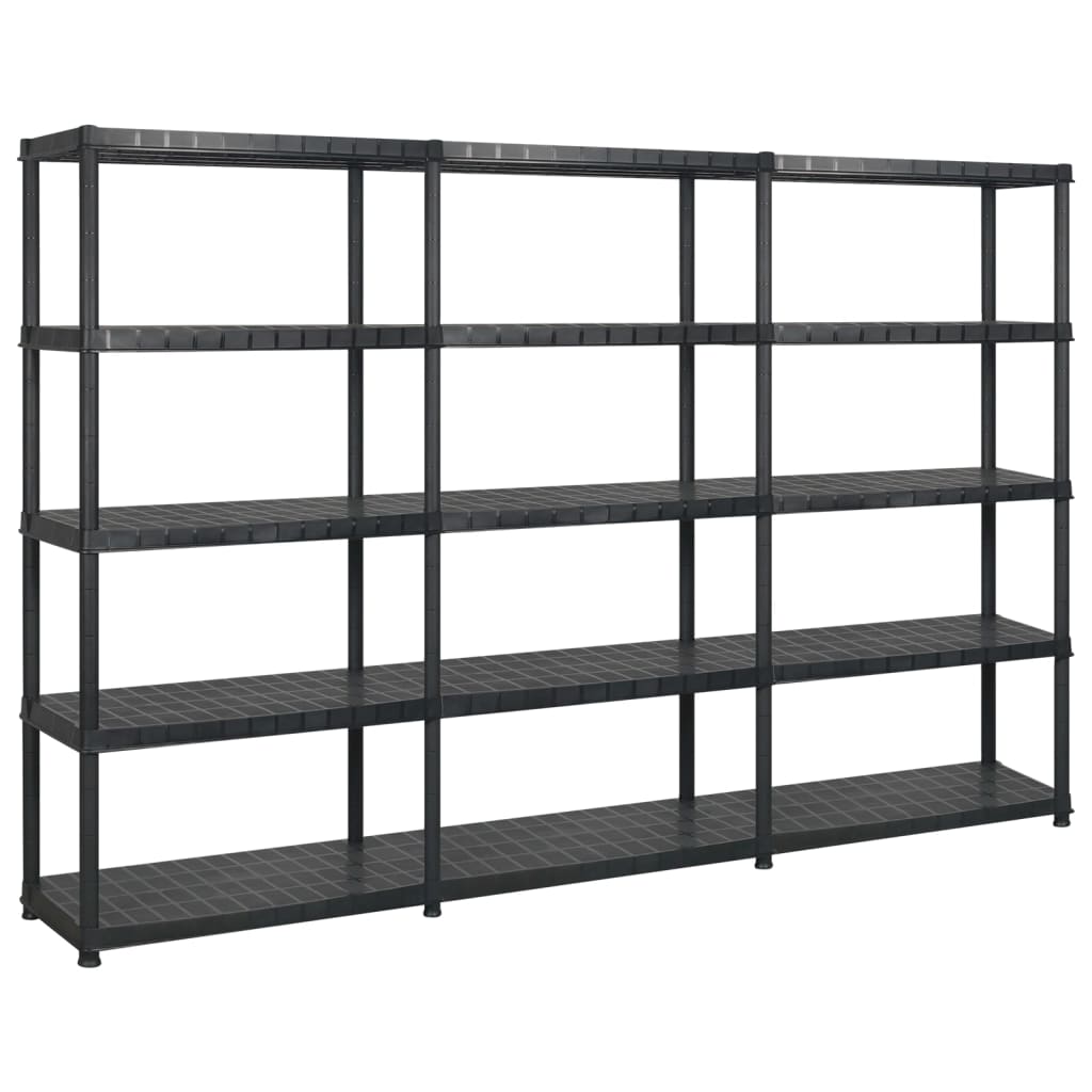 vidaXL Regál s 5 úložnými poličkami čierny 274,5x45,7x185 cm plastový