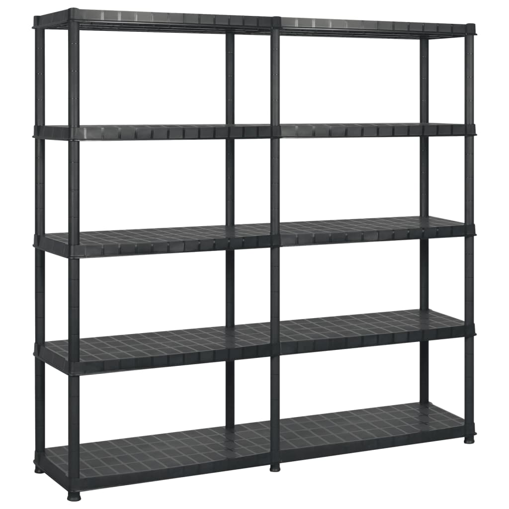 vidaXL Regál s 5 úložnými poličkami čierny 183x45,7x185 cm plastový