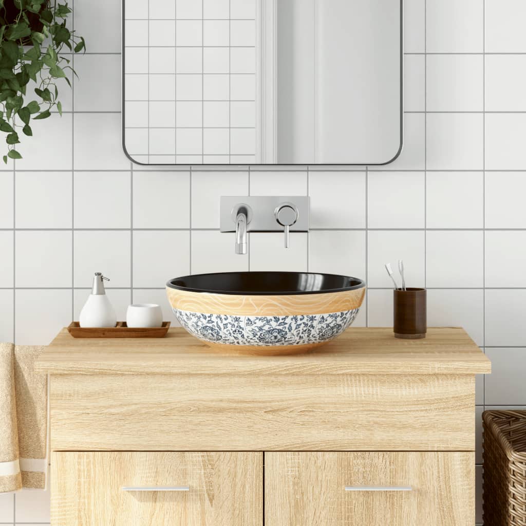 vidaXL Umývadlo na dosku viacfarebné okrúhle Φ41x14 cm keramické