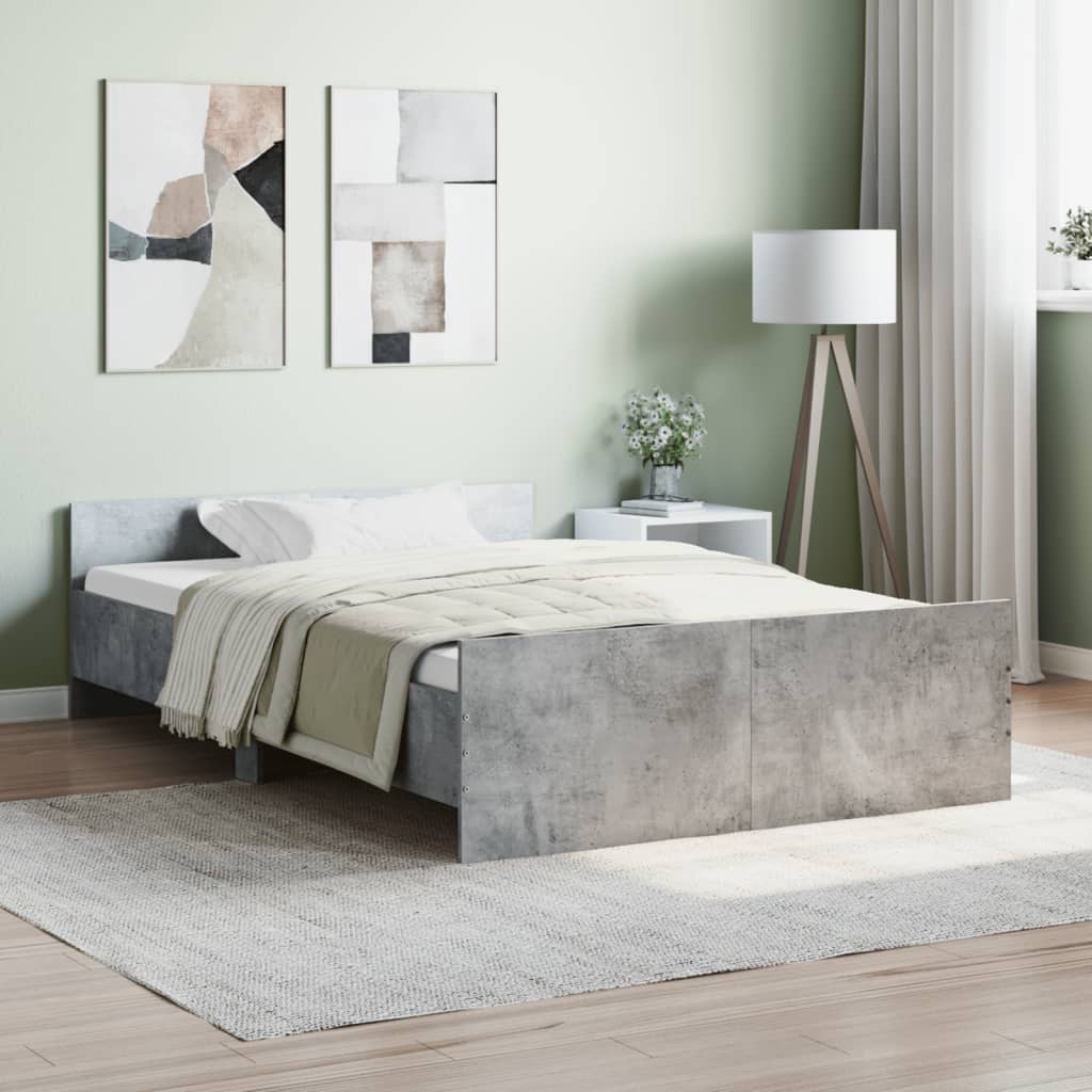 vidaXL Posteľný rám s predným a zadným čelom, betónovo sivý 120x200 cm