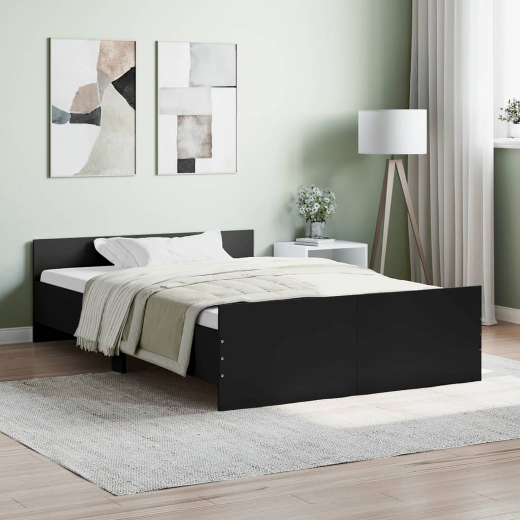 vidaXL Posteľný rám s predným a zadným čelom, čierny 120x200 cm