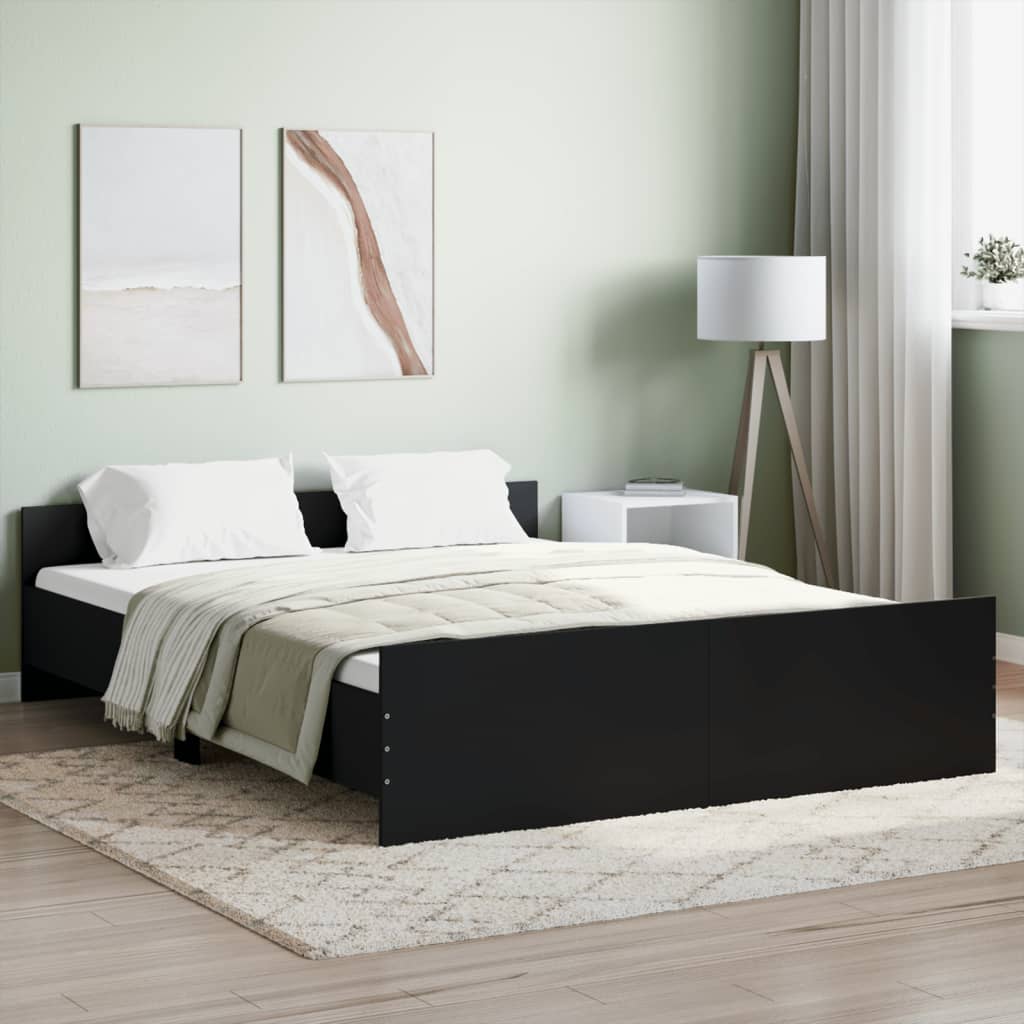 vidaXL Posteľný rám s predným a zadným čelom, čierny 150x200 cm