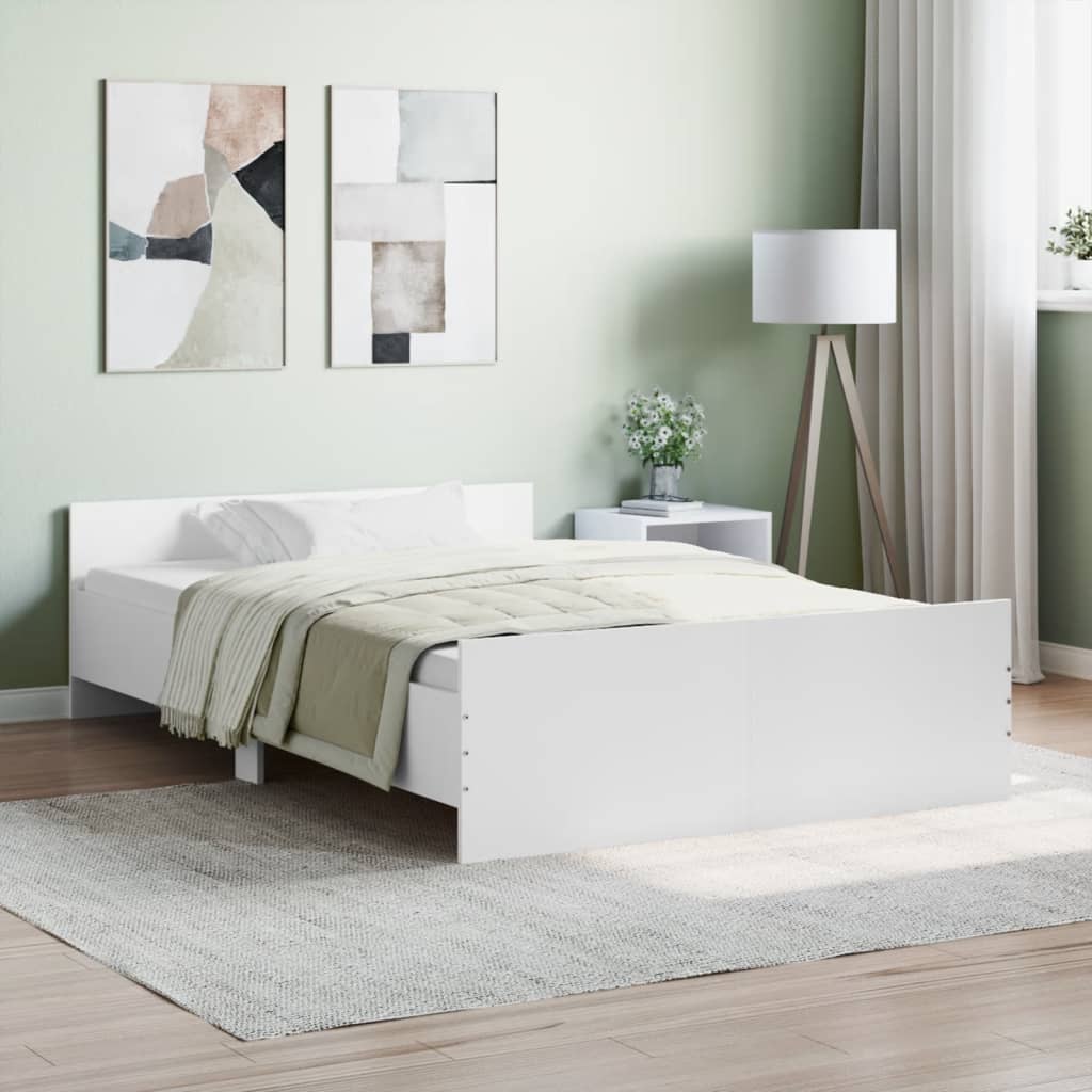 vidaXL Posteľný rám s predným a zadným čelom, biely 120x200 cm