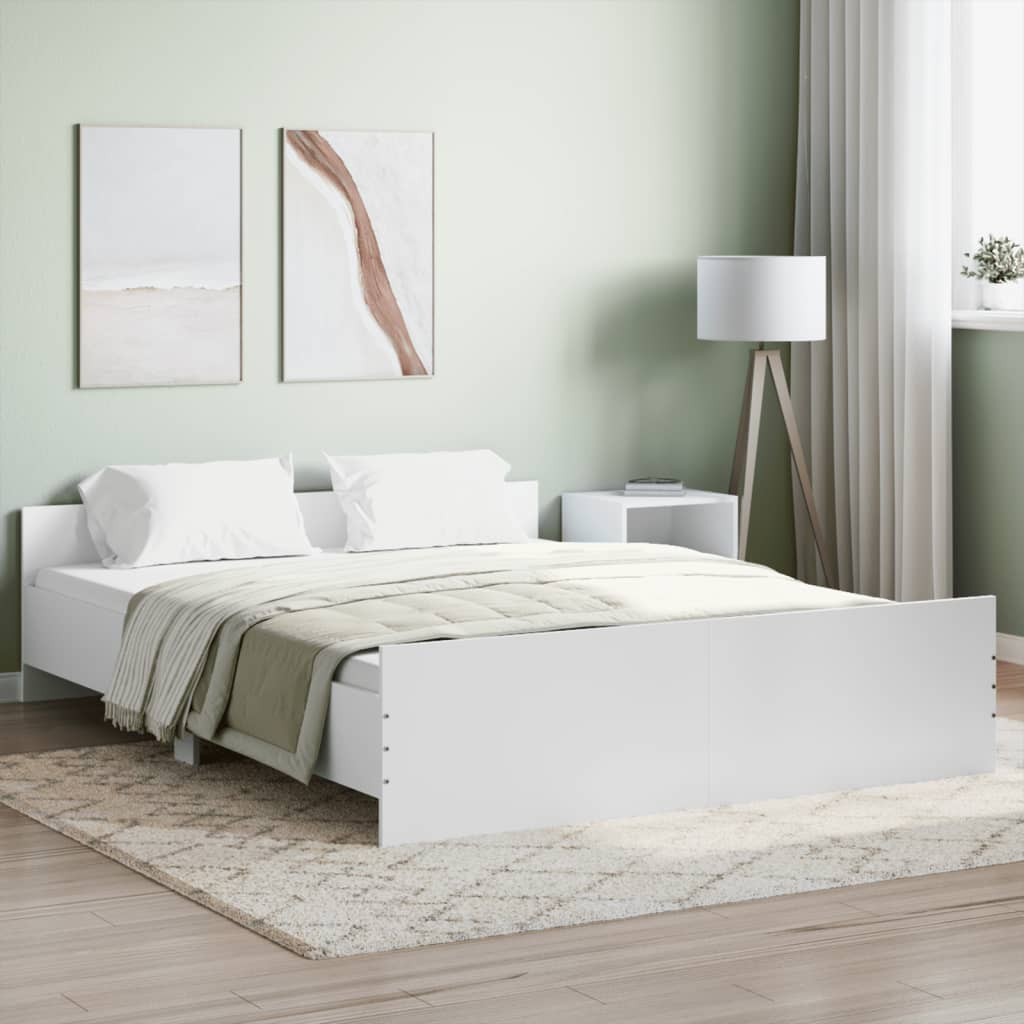 vidaXL Posteľný rám s predným a zadným čelom, biely 150x200 cm