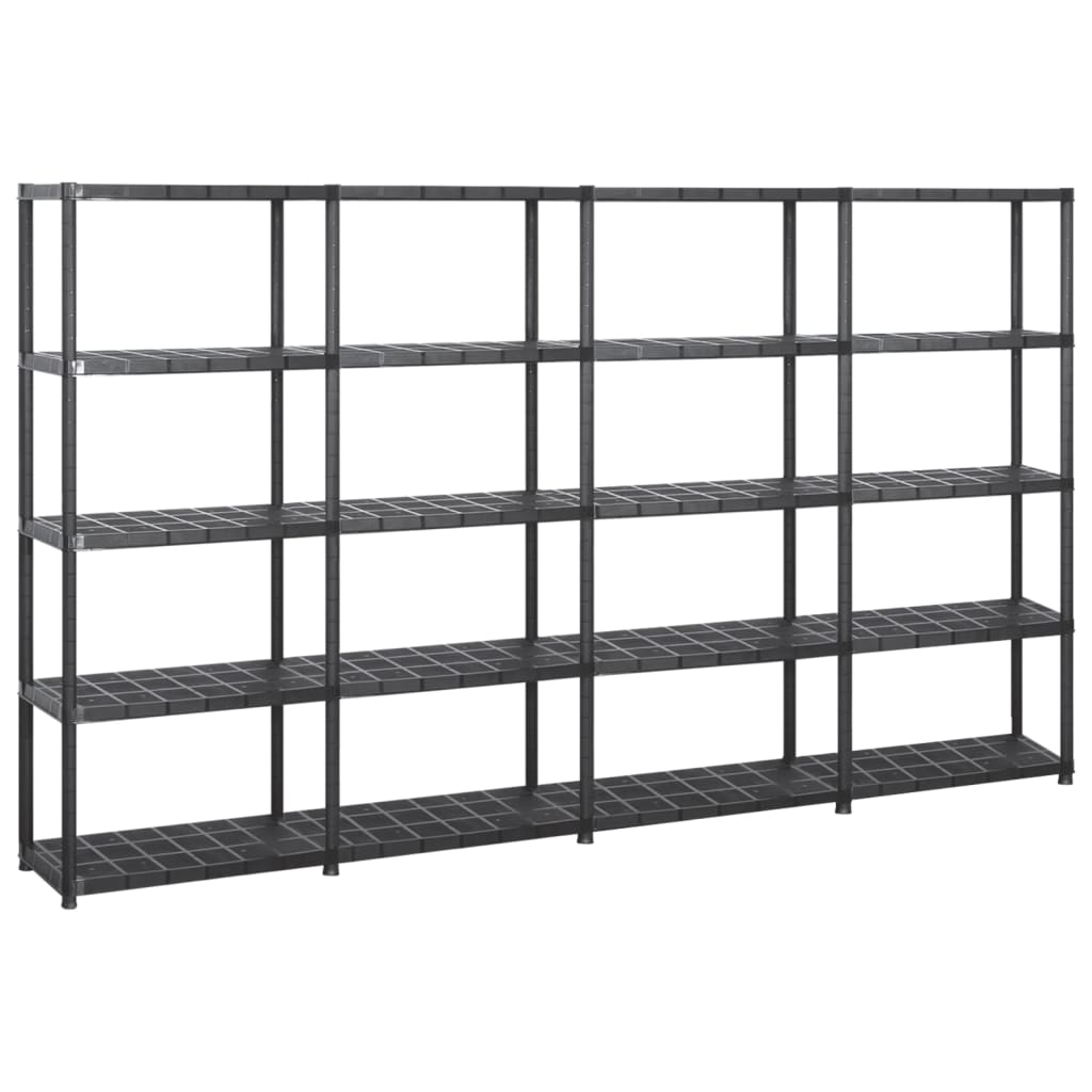 vidaXL Regál s 5 úložnými poličkami čierny 284x38x170 cm plastový