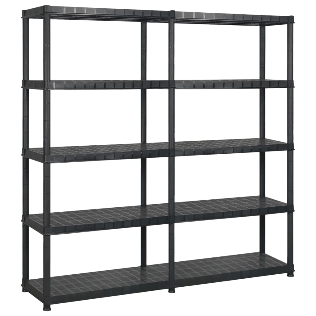 vidaXL Regál s 5 úložnými poličkami čierny 170x40x185 cm plastový