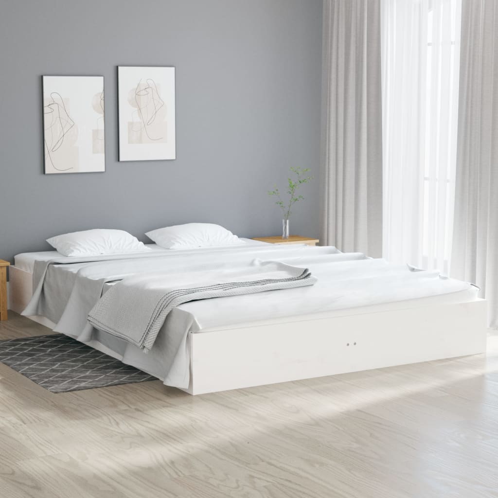 vidaXL Posteľný rám biely masívne drevo 140x200 cm