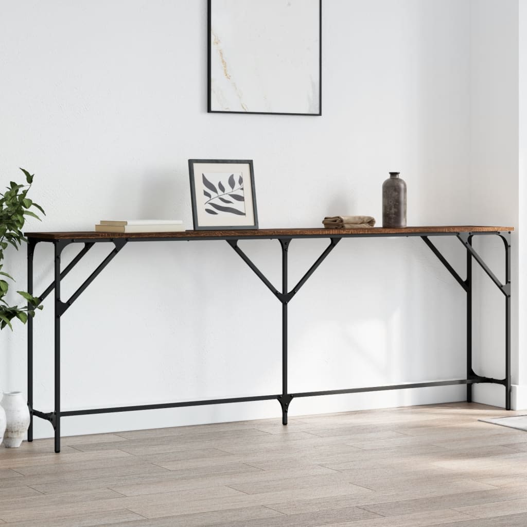 vidaXL Konzolový stolík hnedý dub 200x29x75 cm kompozitné drevo