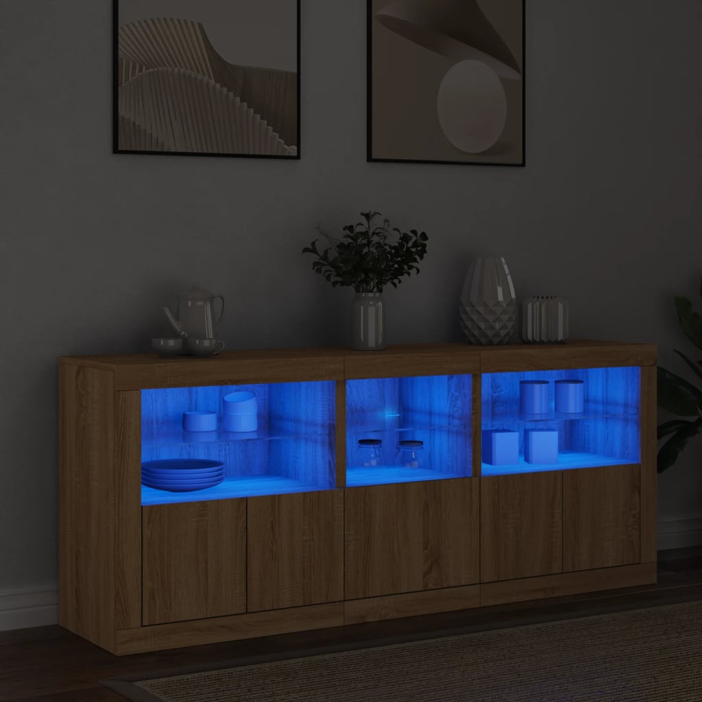 vidaXL Komoda s LED svetlami dub sonoma 162x37x67 cm