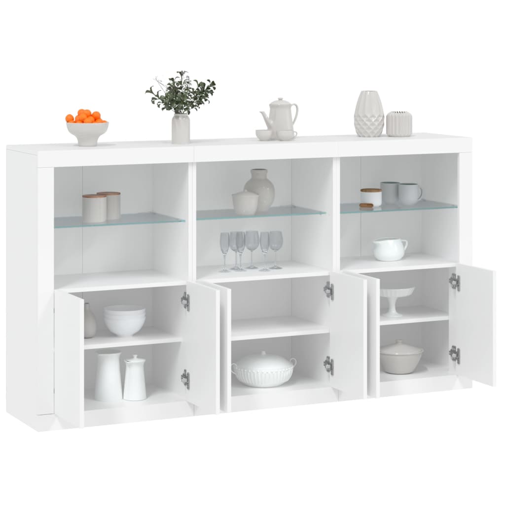 vidaXL Komoda s LED svetlami biela 181,5x37x100 cm