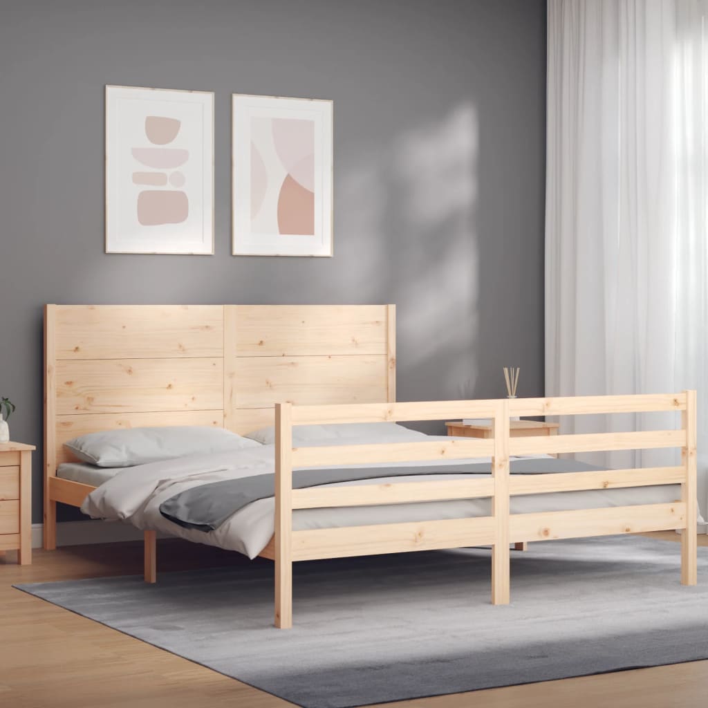 vidaXL Posteľný rám s čelom 160x200 cm masívne drevo