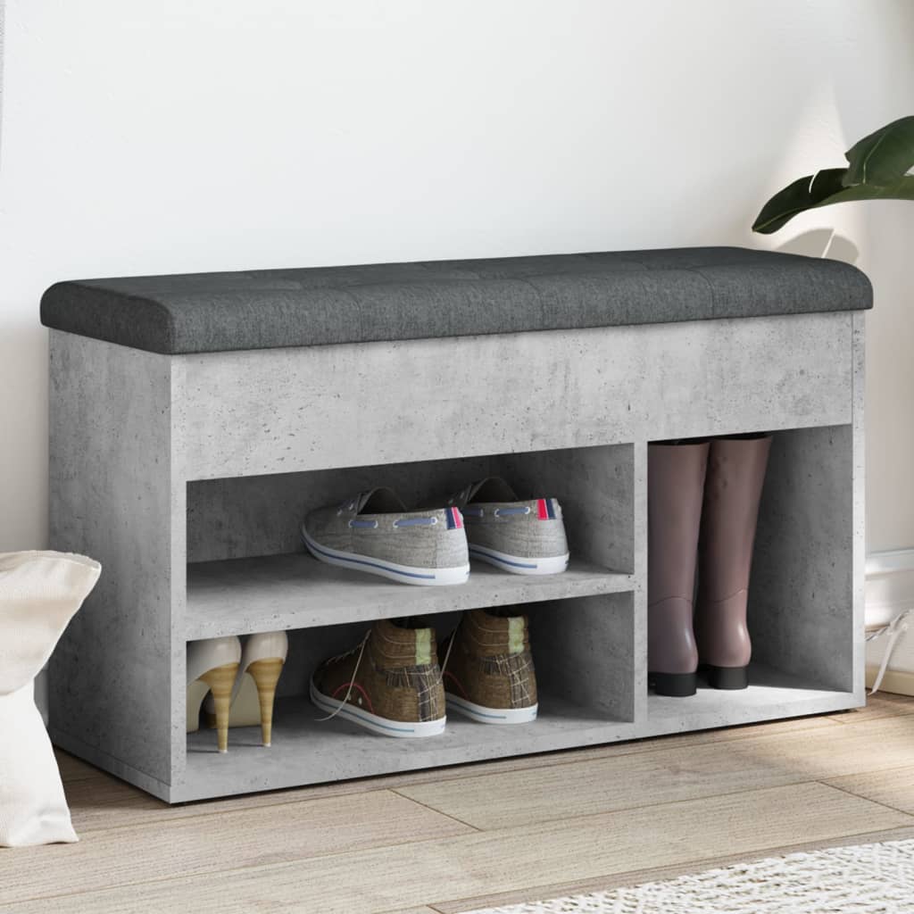 vidaXL Lavička na topánky betónovo sivá 82x32x45,5 cm kompozitné drevo