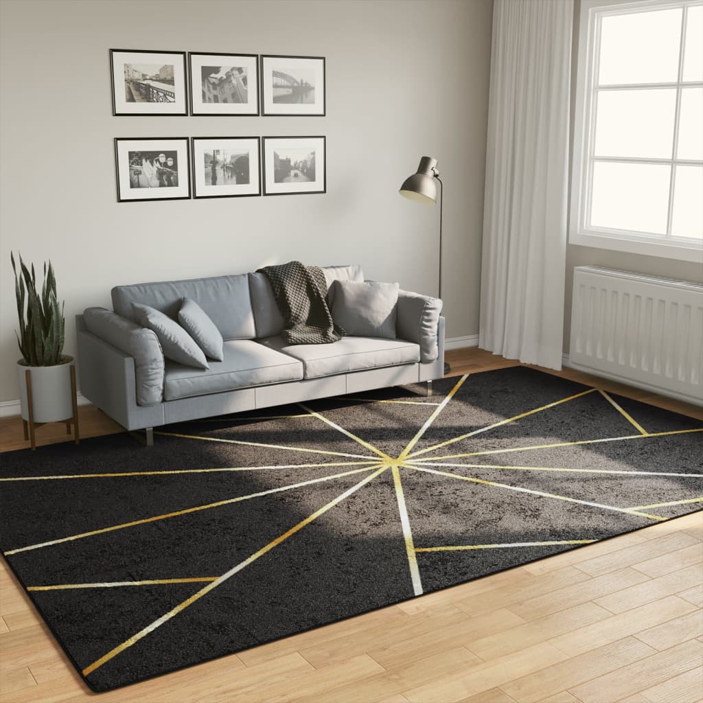 vidaXL Koberec prateľný čierno-zlatý 190x300 cm protišmykový