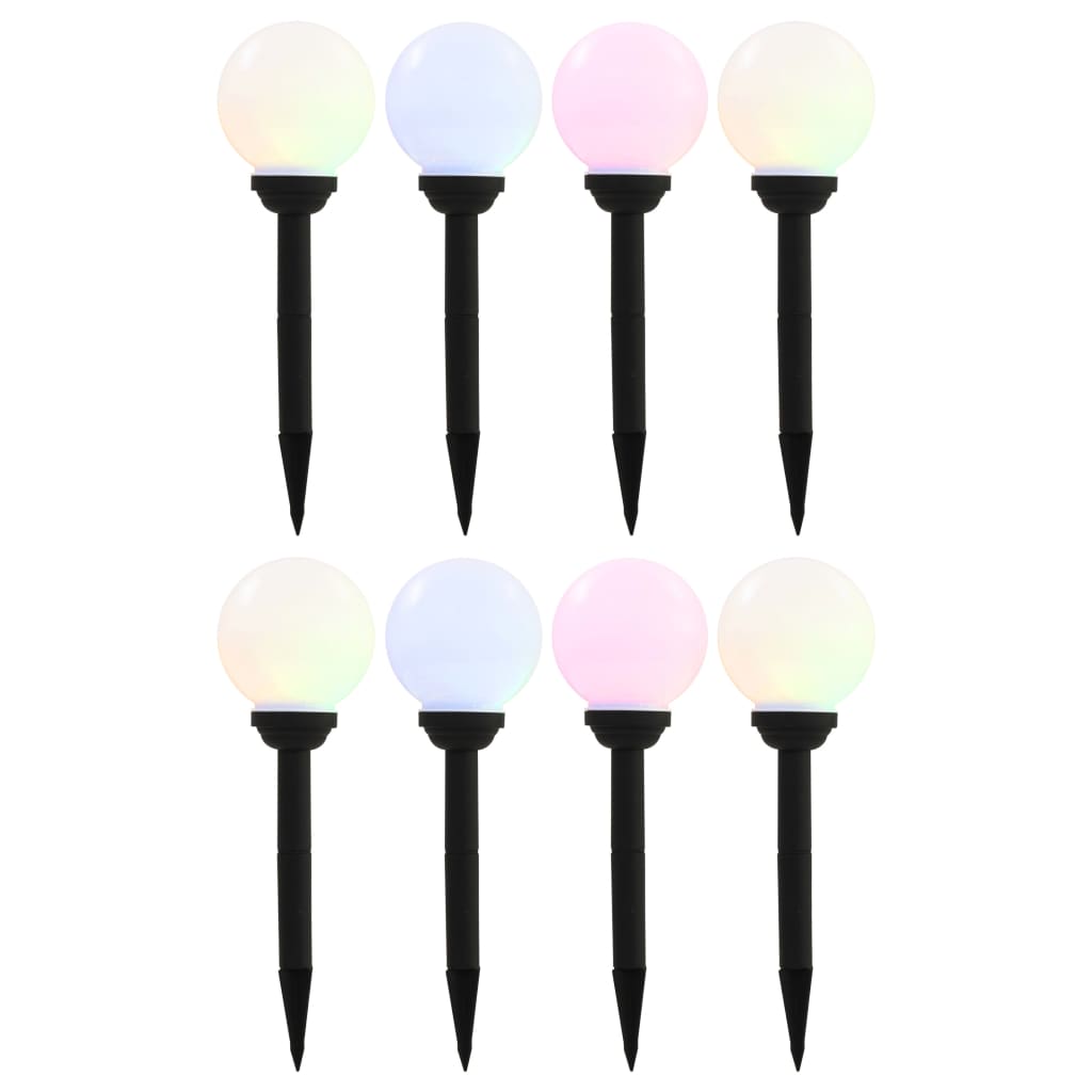 vidaXL Vonkajšie solárne lampy 8 ks 15 cm LED guľové RGB