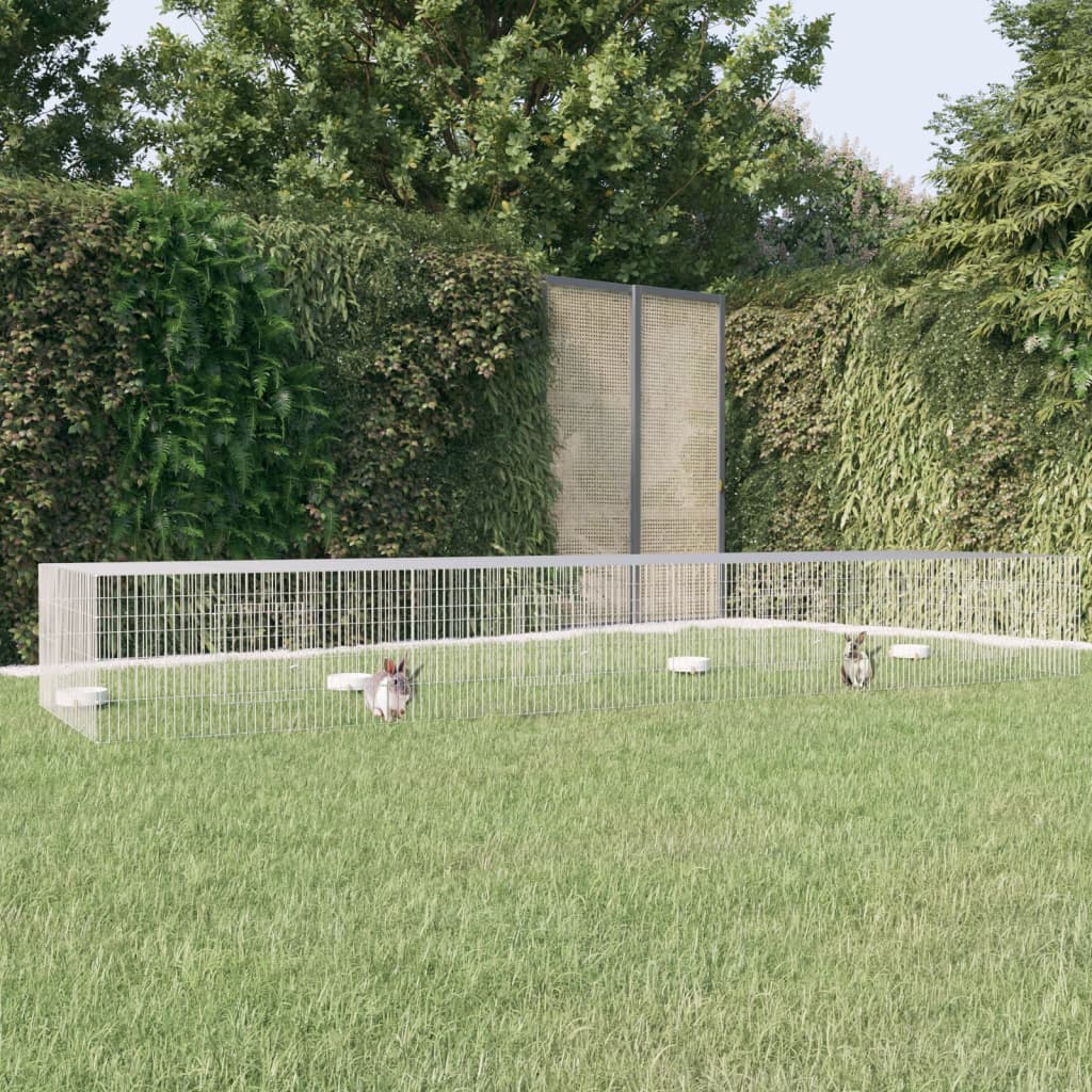 vidaXL 4-panelová klietka pre králiky 433x109x54 cm pozinkované železo