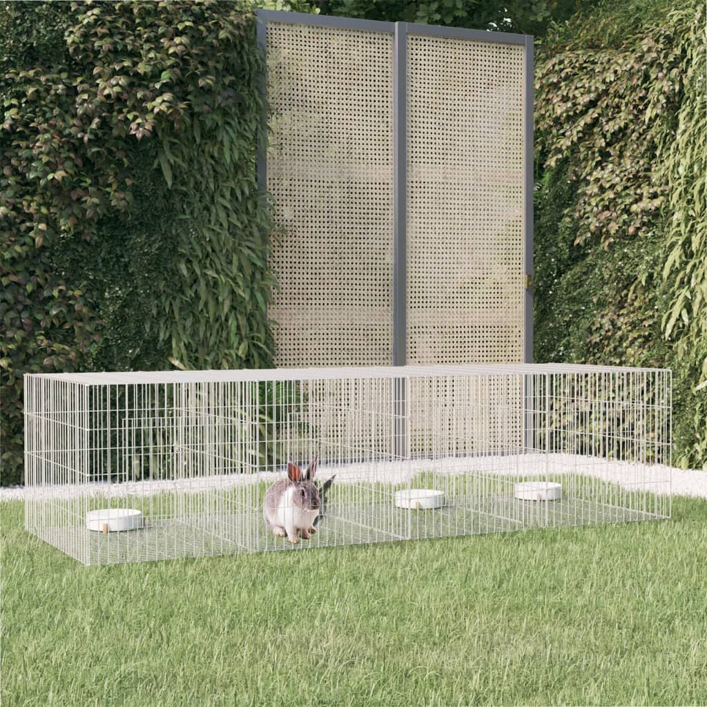 vidaXL 4-panelová klietka pre králiky 217x79x54 cm pozinkované železo