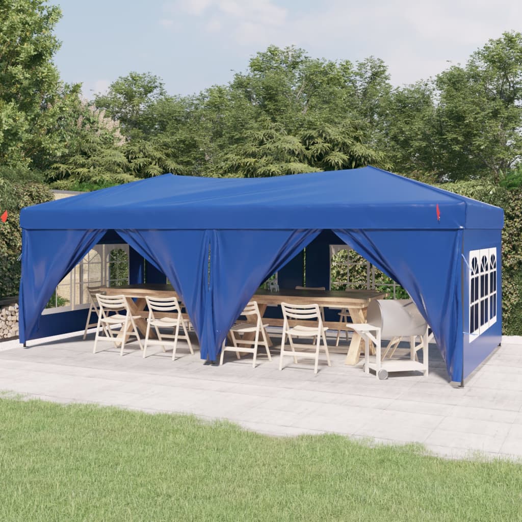 vidaXL Skladací párty stan s bočnými stenami modrý 3x6 m