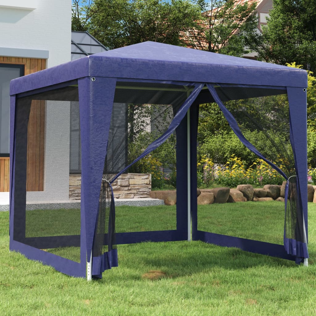 vidaXL Párty stan a 4 sieťkované bočné steny modrý 2,5x2,5 m HDPE