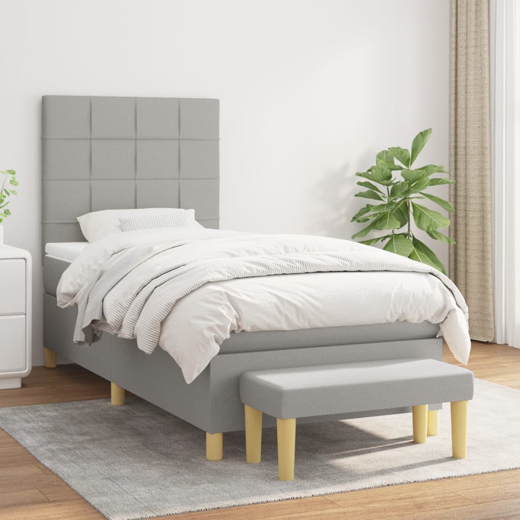 vidaXL Posteľný rám boxsping s matracom bledosivý 80x200 cm látka