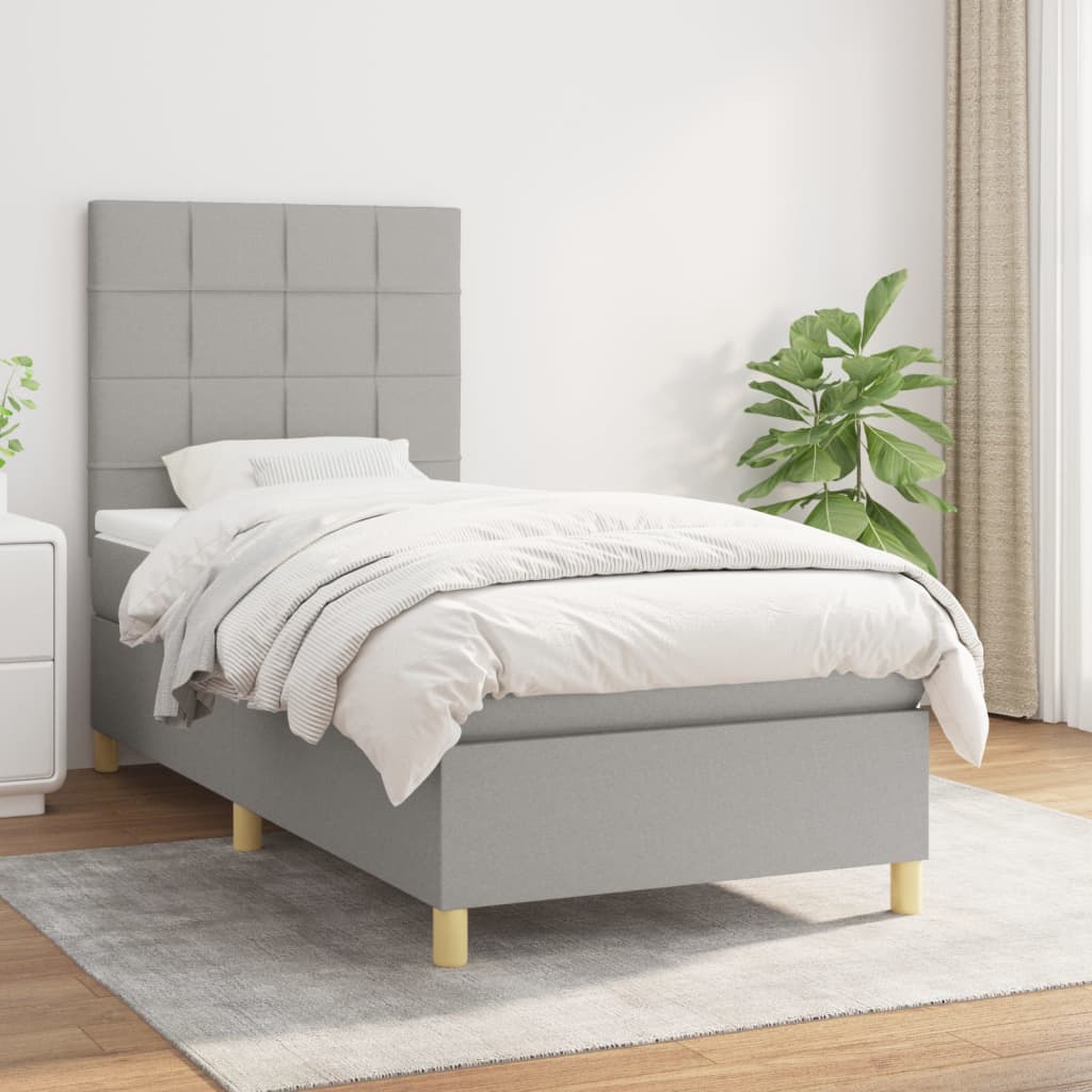 vidaXL Posteľný rám boxsping s matracom bledosivý 80x200 cm látka