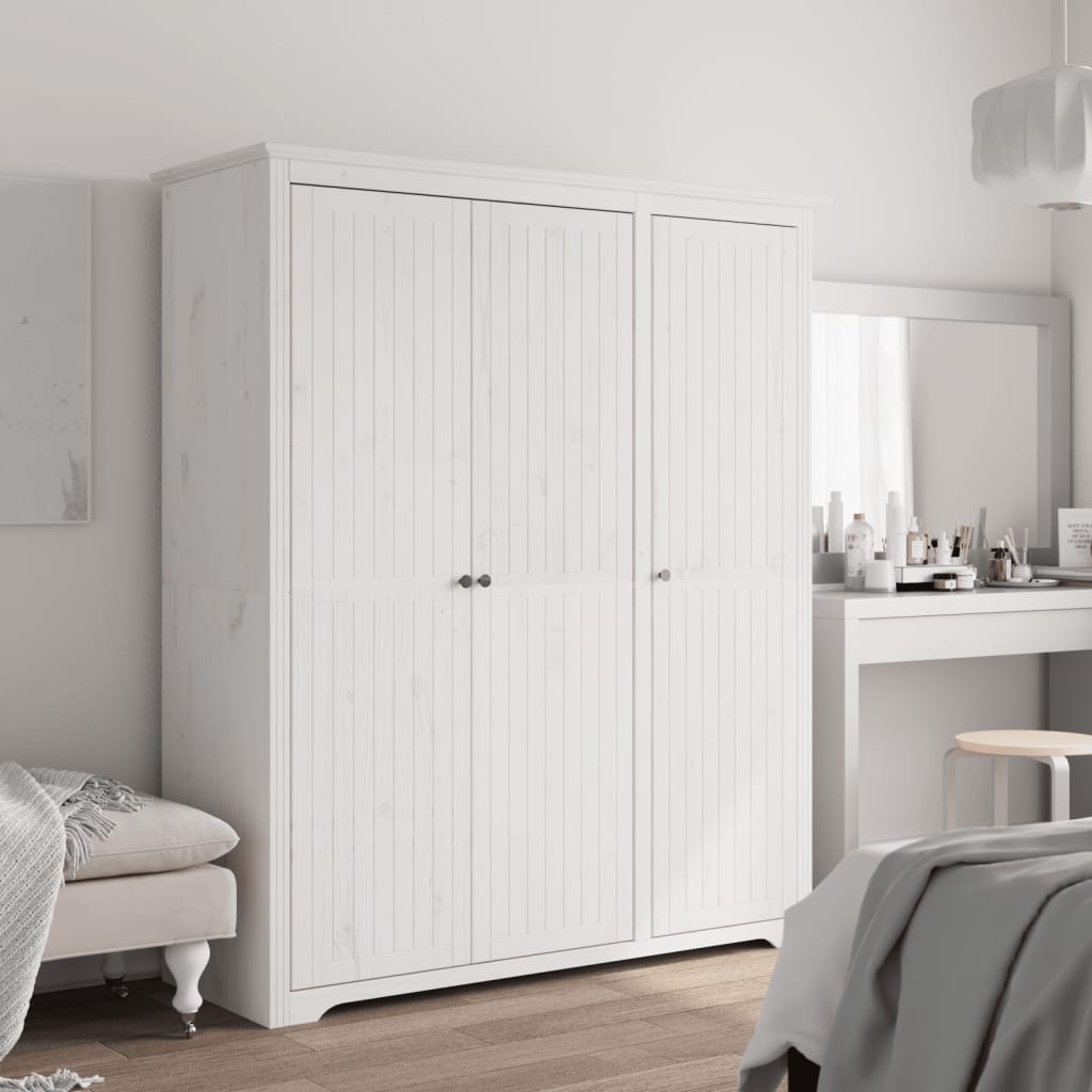 vidaXL Šatník BODO biely 146x53,5x173 cm masívna borovica