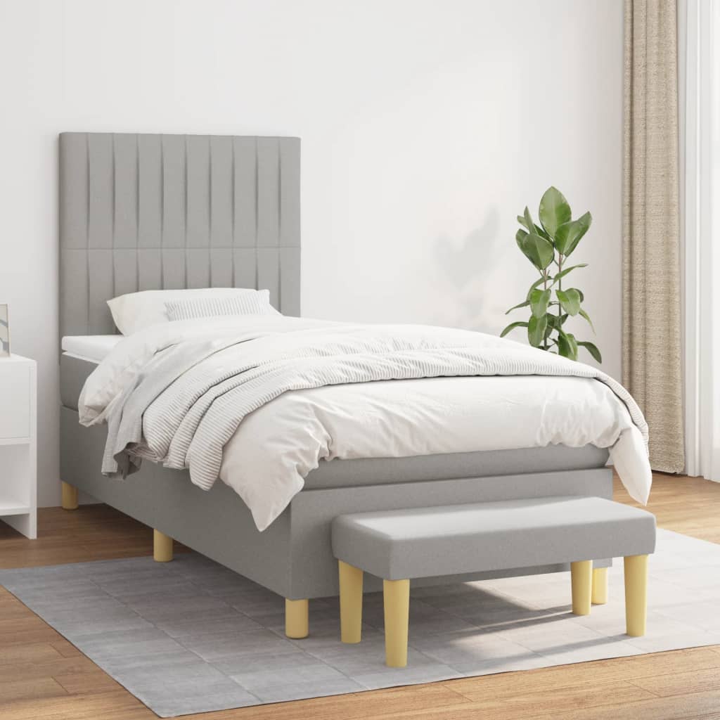 vidaXL Posteľný rám boxsping s matracom bledosivý 80x200 cm látka