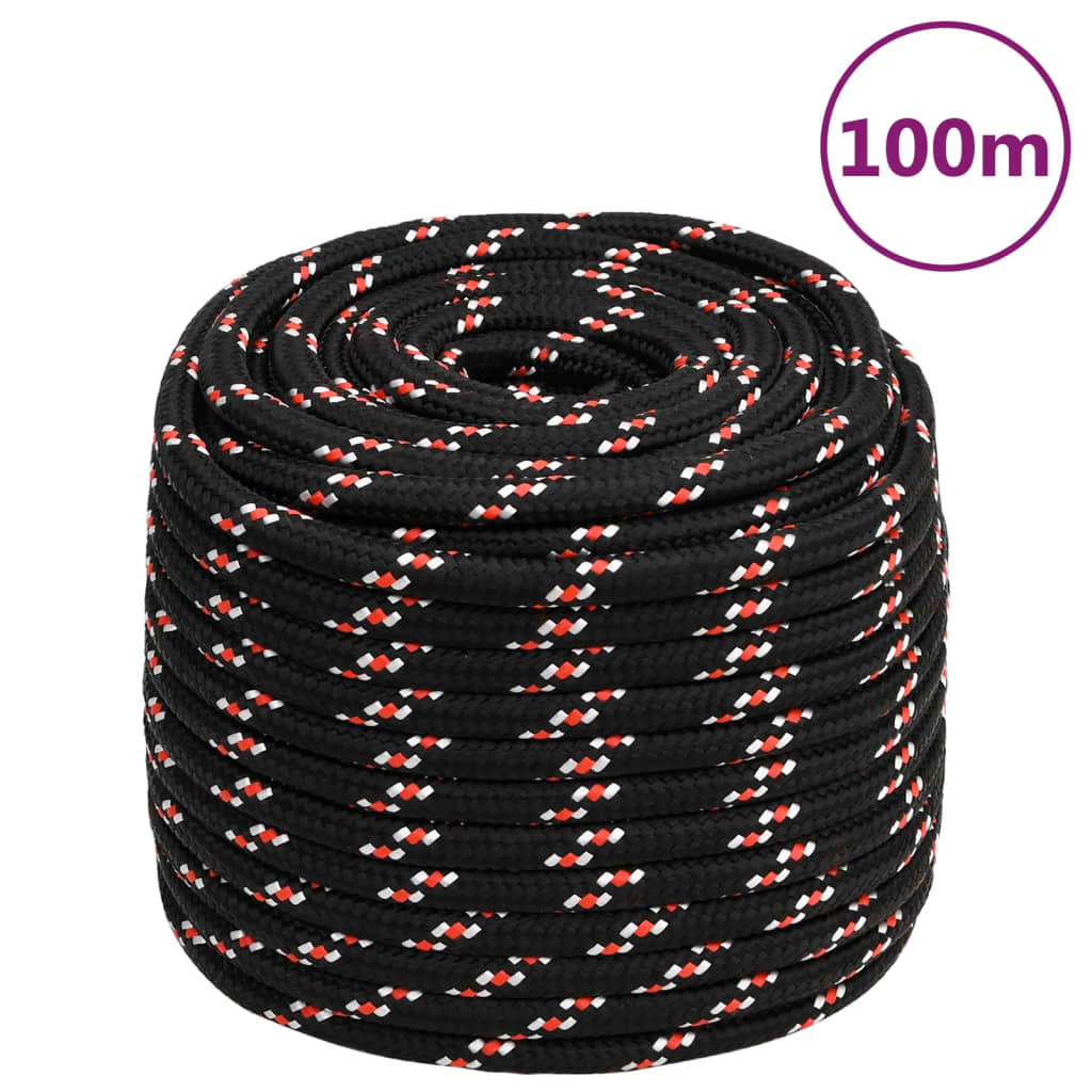 vidaXL Lodné lano čierne 16 mm 100 m polypropylén