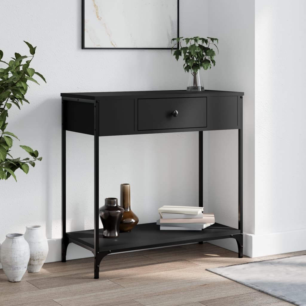 vidaXL Konzolový stolík čierny 75x34,5x75 cm kompozitné drevo
