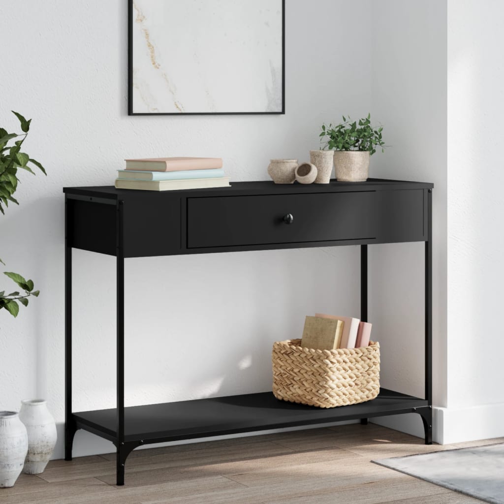 vidaXL Konzolový stolík čierny 100x34,5x75 cm kompozitné drevo