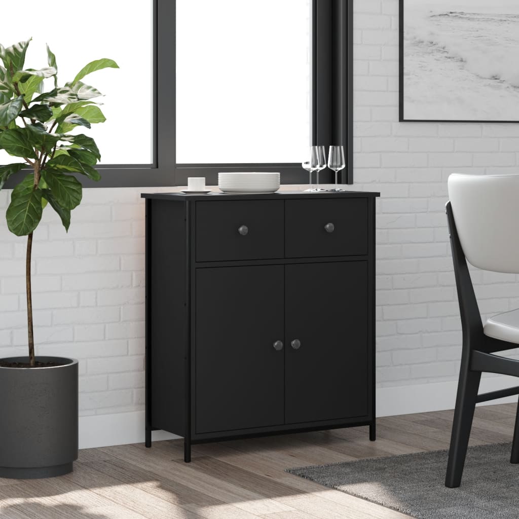 vidaXL Komoda čierna 70x30x80 cm kompozitné drevo