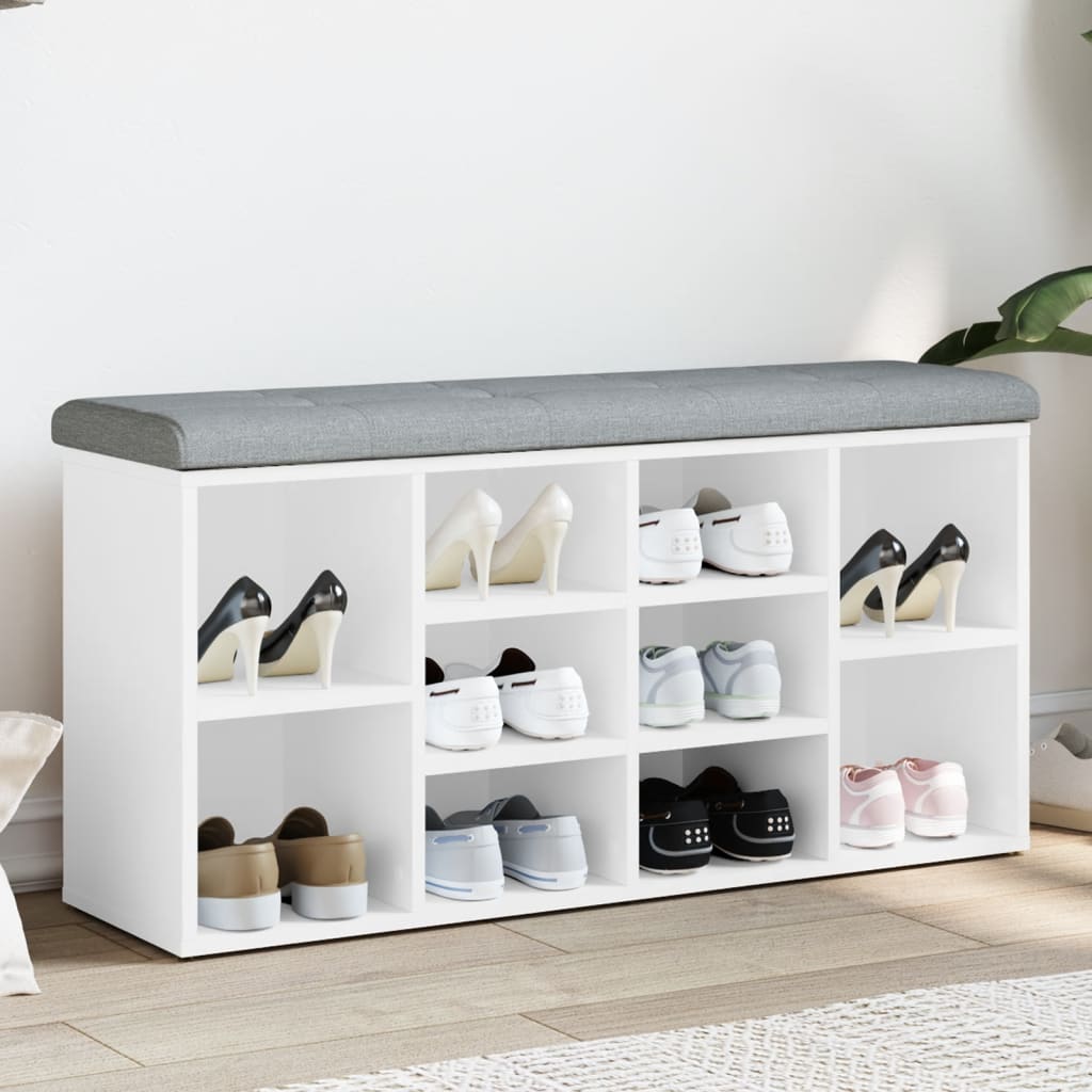 vidaXL Lavička na topánky biela 102x32x50 cm kompozitné drevo