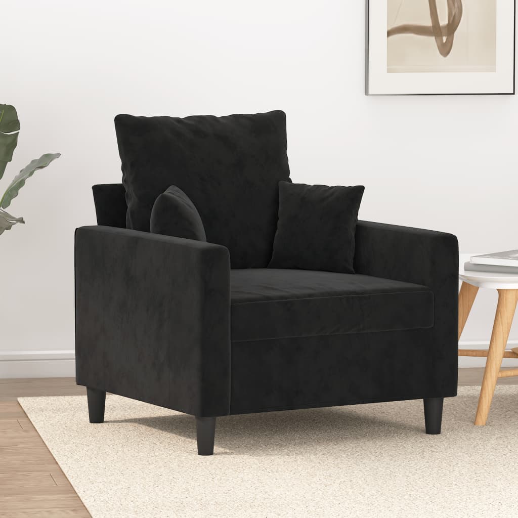 vidaXL Kreslo čierne 60 cm zamat