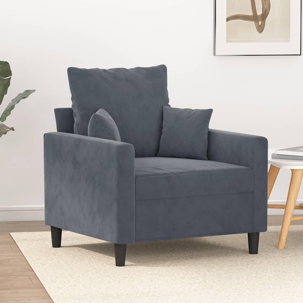 vidaXL Kreslo tmavosivé 60 cm zamat