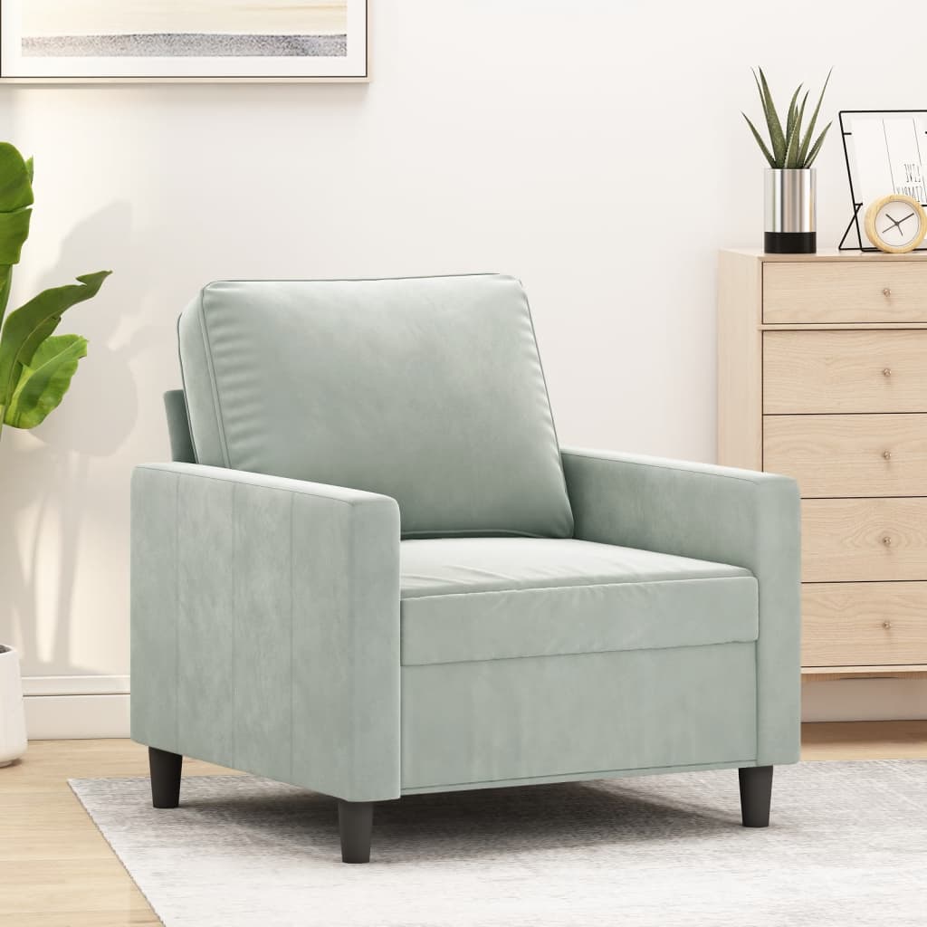 vidaXL Kreslo bledosivé 60 cm zamat