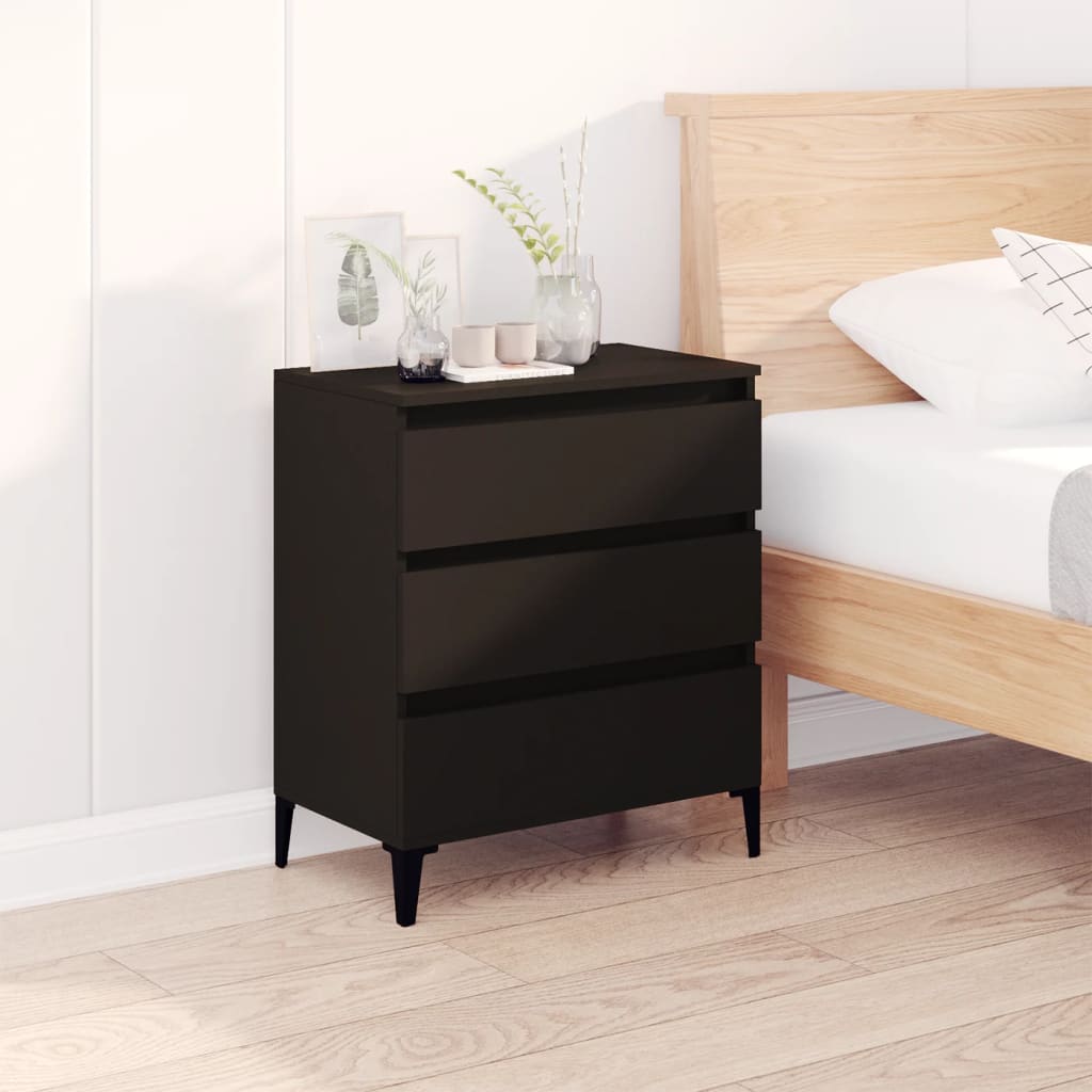 vidaXL Komoda čierna 60x35x70 cm spracované drevo