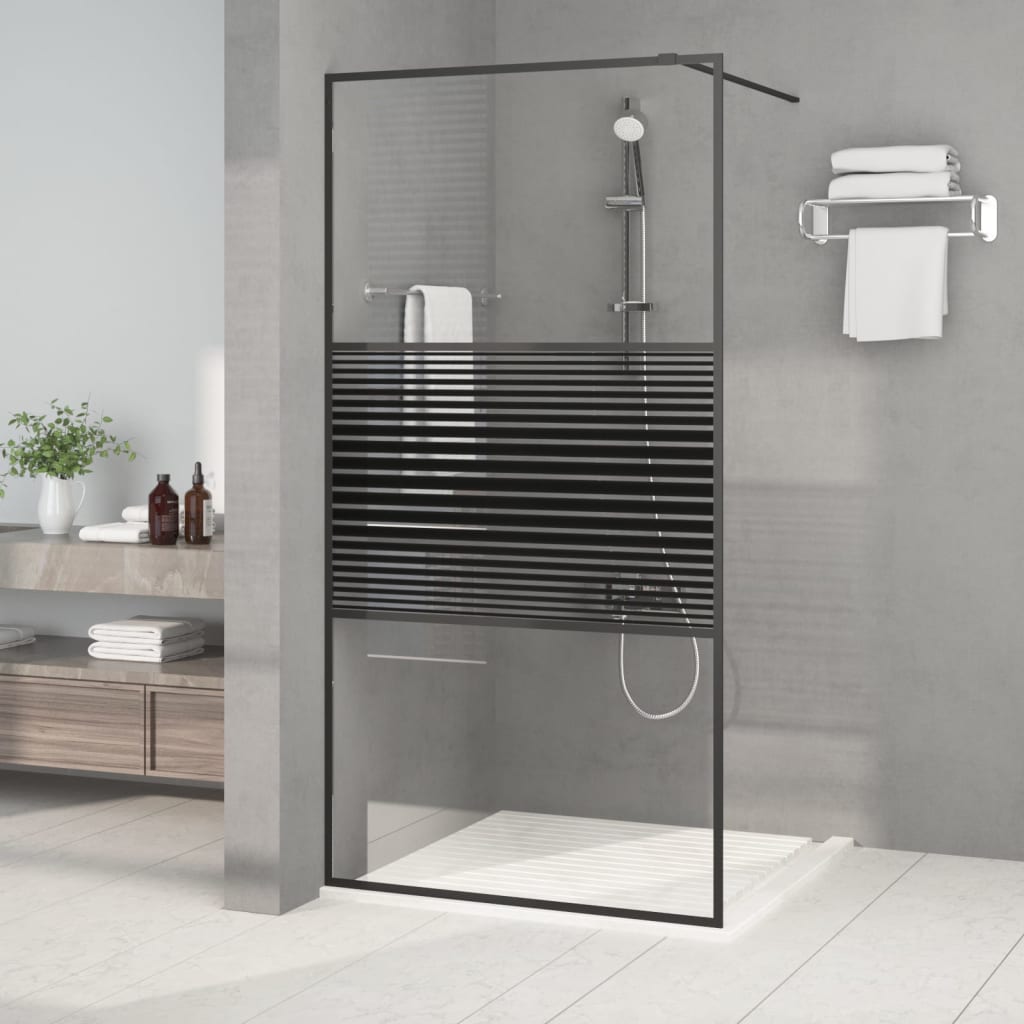 vidaXL Sprchová zástena čierna 100x195 cm priehľadné ESG sklo
