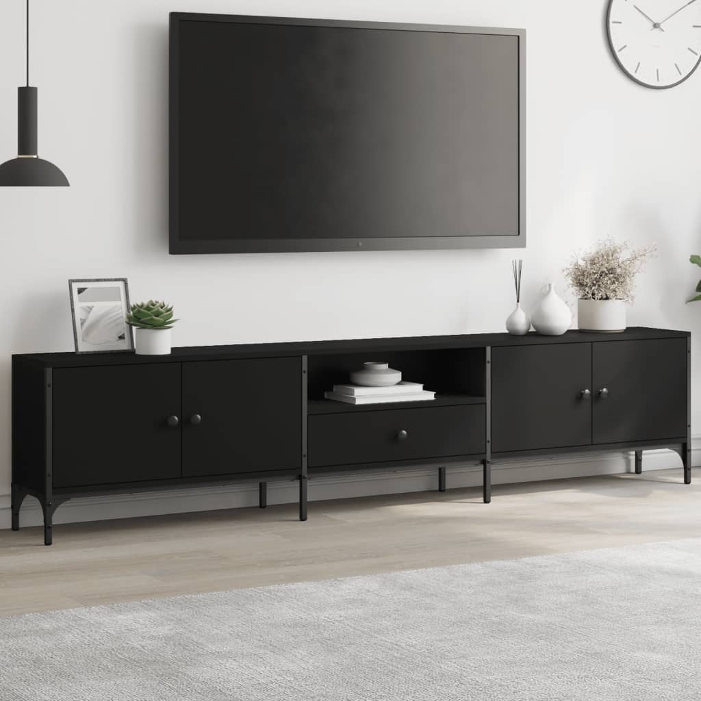 vidaXL TV skrinka so zásuvkou čierna 200x25x44 cm kompozitné drevo