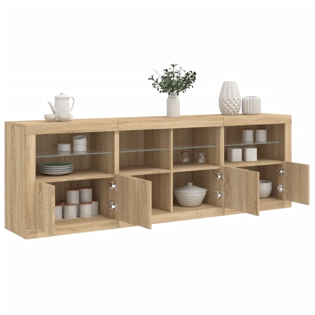 vidaXL Komoda s LED svetlami dub sonoma 202x37x67 cm
